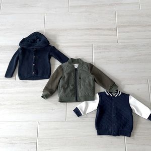 Blue/White 1st Impression, Sovereign Code Green and Blue Carter’s cardigan